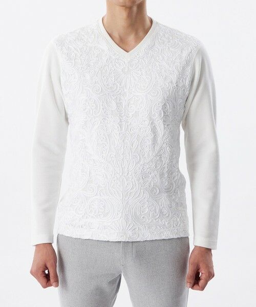 EPOCA UOMO / エポカ ウォモ その他トップス | 【PRIMA COLLECTION】ストライプベロア刺繍ロングスリーブTシャツ | 詳細3