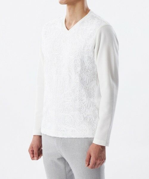 EPOCA UOMO / エポカ ウォモ その他トップス | 【PRIMA COLLECTION】ストライプベロア刺繍ロングスリーブTシャツ | 詳細4