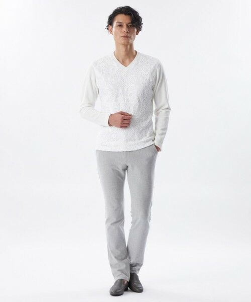 EPOCA UOMO / エポカ ウォモ その他トップス | 【PRIMA COLLECTION】ストライプベロア刺繍ロングスリーブTシャツ | 詳細1