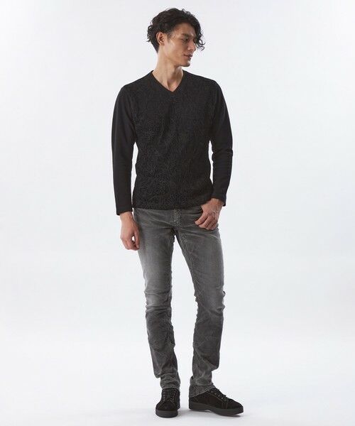 EPOCA UOMO / エポカ ウォモ その他トップス | 【PRIMA COLLECTION】ストライプベロア刺繍ロングスリーブTシャツ | 詳細2