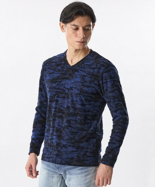 EPOCA UOMO/エポカ ウォモ 【PRIMA COLLECTION】ランダムパイルカモフラジャカードカットソー ネイビー 52