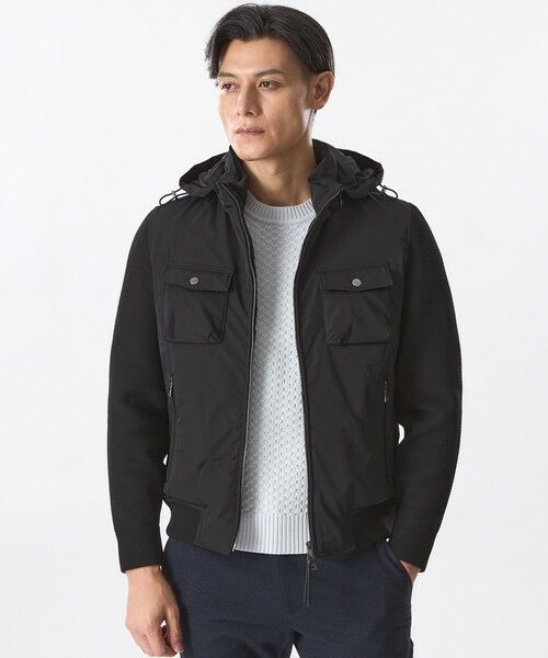 EPOCA UOMO/エポカ ウォモ ポリエステルツイルコンビブルゾン ブラック 46 EPOCA UOMO/エポカ ウォモ ポリエステルツイルコンビブルゾン ブラック 46