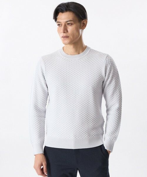 EPOCA UOMO/エポカ ウォモ ハニーネストクルーネックニット ライトグレー 52 EPOCA UOMO/エポカ ウォモ ハニーネストクルーネックニット ライトグレー 52