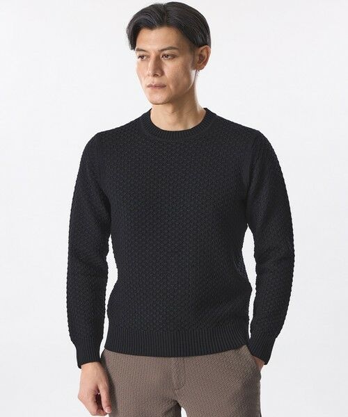 EPOCA UOMO/エポカ ウォモ ハニーネストクルーネックニット ブラック 52 EPOCA UOMO/エポカ ウォモ ハニーネストクルーネックニット ブラック 52