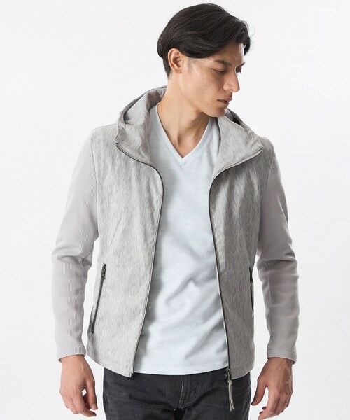 EPOCA UOMO / エポカ ウォモ その他トップス | ツイードプリントポリエステルスエードパーカ(グレー)