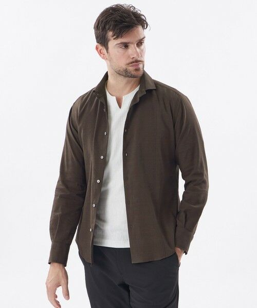 EPOCA UOMO / エポカ　ウォモ シャツ・ブラウス | リネンストレッチシャツ（ブラウン8）