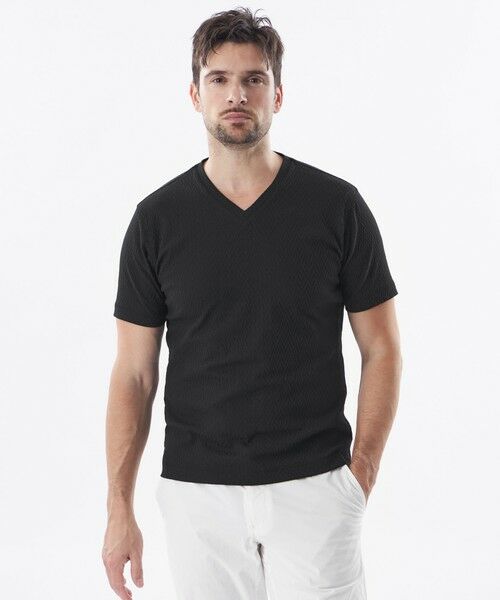 EPOCA UOMO / エポカ　ウォモ その他トップス | リンクスヘリンボーンカットソー（ブラック）