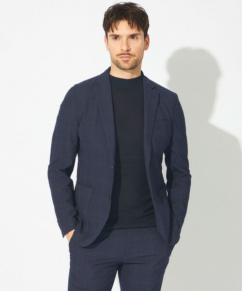 EPOCA UOMO / エポカ　ウォモ その他アウター | 【PRIMA COLLECTION】チェックパターンサッカージャケット（ダークネイビー）