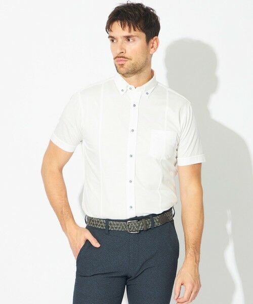 EPOCA UOMO / エポカ　ウォモ シャツ・ブラウス | ブライトポリエステルシャツショートスリーブシャツ（ホワイト）