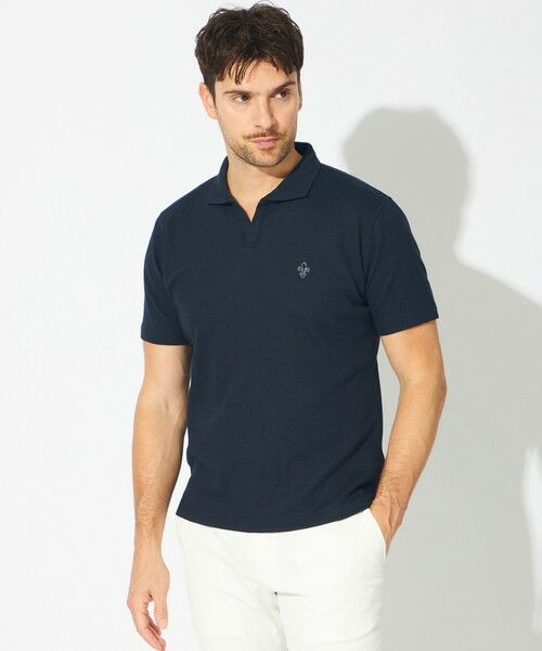 EPOCA UOMO / エポカ　ウォモ その他トップス | ダブルジャカードスキッパーポロシャツ（ダークネイビー）