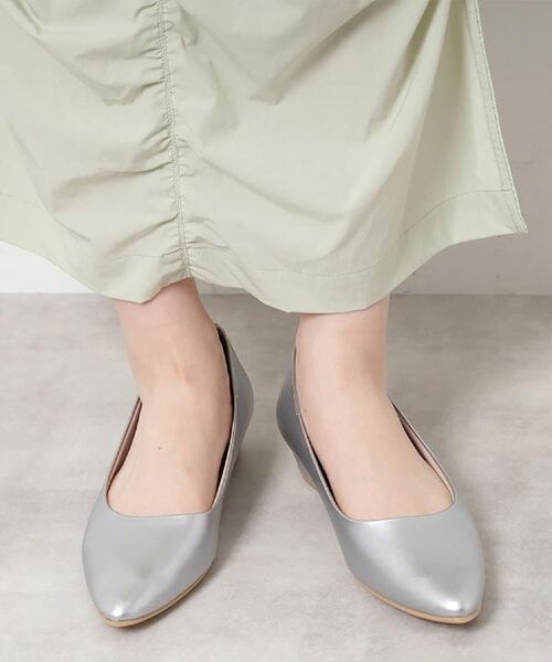 ESPERANZA/エスペランサ 好評につきカラー追加＜歩きやすい、疲れにくい、痛くない＞クッションフラットヒールパンプス シルバー(306) 25(22.5cm)