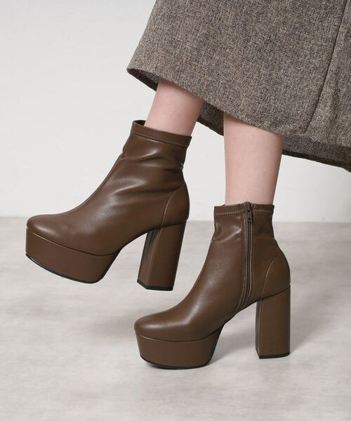 ESPERANZA / エスペランサ ブーツ(ショート丈) | 新色追加【ラク盛り/ショートブーツ】リピーター続出/脚長美脚 厚底ショートブーツ(モカブラウン(042))