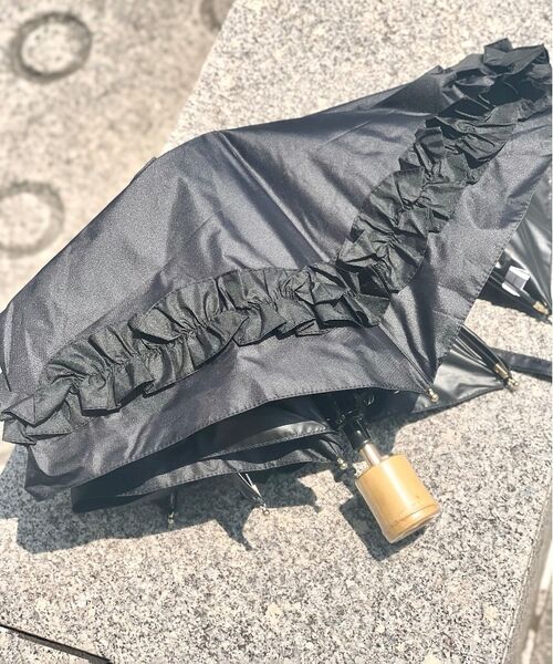 ESPERANZA / エスペランサ 傘 | pink trick/ピンクトリック　遮光率100％！ギャザーフリル折りたたみ日傘（晴雨兼用） | 詳細9