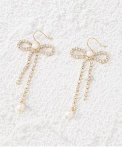 ESPERANZA / エスペランサ ピアス・イヤリング | ピアス リボン ストーン パール調 サージカルステンレスポスト フックピアス
