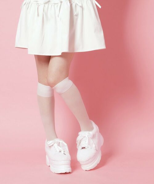 ESPERANZA / エスペランサ スニーカー | サテンリボンレースアップ厚底スニーカー(ホワイト(401))