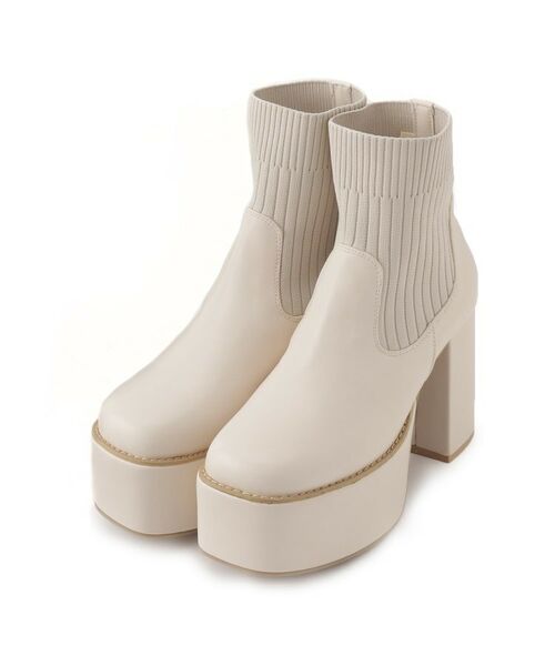 ESPERANZA / エスペランサ ブーツ(ショート丈) | 厚底ニットブーツ(アイボリー(004))