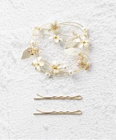 ESPERANZA / エスペランサ ヘアアクセサリー | Classy GARDEN freely arrange wire フラワー リーフ フェイクパール ビーズ アメピン