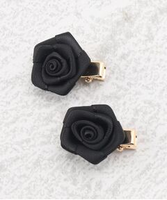 ESPERANZA / エスペランサ ヘアアクセサリー | ヘアクリップ 薔薇 モノトーン 2個セット ミニクリップ