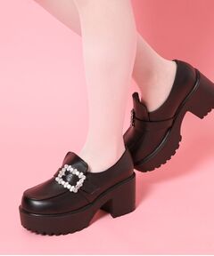 ESPERANZA / エスペランサ パンプス | 厚底キラキラストーンバックル ローファーパンプス