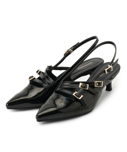 ESPERANZA/エスペランサ バックストラップミドルヒールパンプス ブラック(219) M(23.0cm-23.5cm) ESPERANZA/エスペランサ バックストラップミドルヒールパンプス ブラック(219) M(23.0cm-23.5cm)