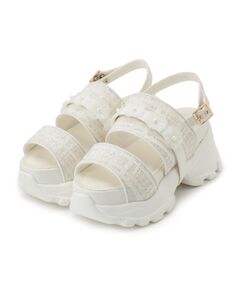 ESPERANZA / エスペランサ サンダル | ツイード風フラワーベルトスポサン