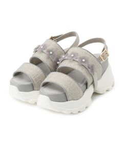 ESPERANZA / エスペランサ サンダル | ツイード風フラワーベルトスポサン