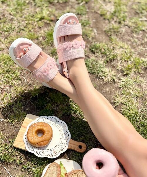 ESPERANZA / エスペランサ サンダル | ツイード風フラワーベルトスポサン | 詳細27