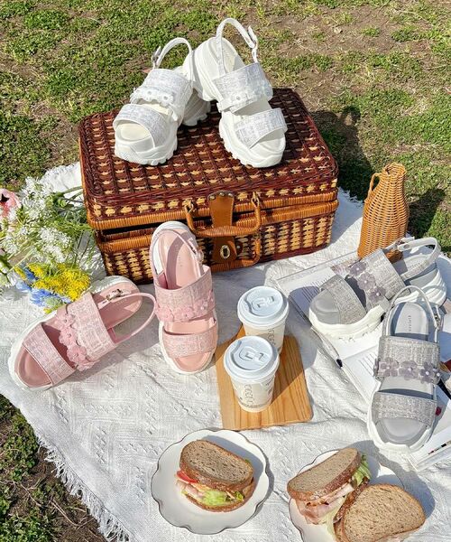 ESPERANZA / エスペランサ サンダル | ツイード風フラワーベルトスポサン | 詳細28