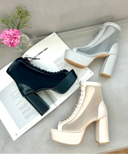 ESPERANZA / エスペランサ ブーツ（ショート丈） | 【ラク盛り／ブーサン】リピーター続出／脚長美脚　オープントゥレースアップショートブーツ | 詳細1