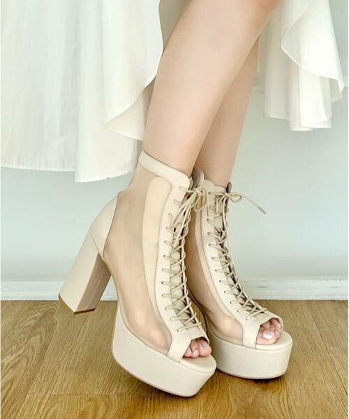 ESPERANZA / エスペランサ ブーツ（ショート丈） | 【ラク盛り／ブーサン】リピーター続出／脚長美脚　オープントゥレースアップショートブーツ | 詳細24