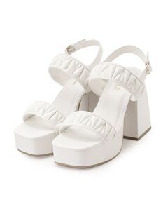 ESPERANZA / エスペランサ サンダル | ギャザーダブルベルト チャンキーヒールサンダル