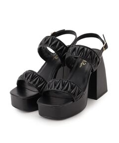 ESPERANZA / エスペランサ サンダル | ギャザーダブルベルト チャンキーヒールサンダル