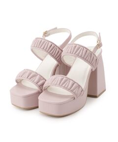 ESPERANZA / エスペランサ サンダル | ギャザーダブルベルト チャンキーヒールサンダル