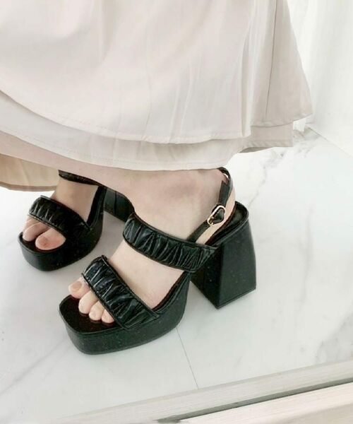 ESPERANZA / エスペランサ サンダル | ギャザーダブルベルト チャンキーヒールサンダル | 詳細22