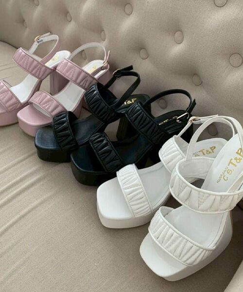 ESPERANZA / エスペランサ サンダル | ギャザーダブルベルト チャンキーヒールサンダル | 詳細24