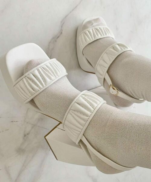 ESPERANZA / エスペランサ サンダル | ギャザーダブルベルト チャンキーヒールサンダル | 詳細27