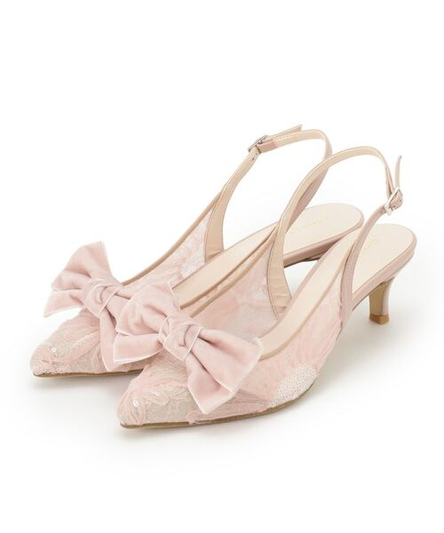 ESPERANZA/エスペランサ リボンチュールレースバックストラップ2WAYパンプス ピンク(372) LL(24.5cm-25.0cm) ESPERANZA/エスペランサ リボンチュールレースバックストラップ2WAYパンプス ピンク(372) LL(24.5cm-25.0cm)