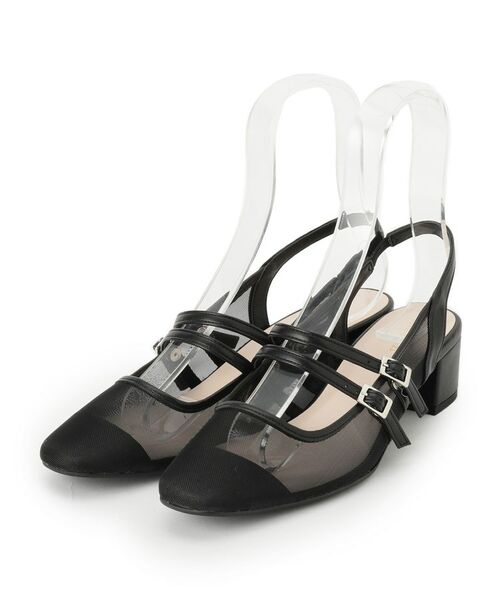 ESPERANZA/エスペランサ ダブルベルトメッシュパンプス ブラック(019) M(23.0cm-23.5cm) ESPERANZA/エスペランサ ダブルベルトメッシュパンプス ブラック(019) M(23.0cm-23.5cm)