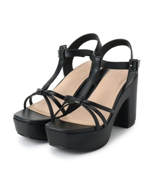 ESPERANZA/エスペランサ Tストラップミニバックルサンダル ブラック(019) M(23.0cm-23.5cm) ESPERANZA/エスペランサ Tストラップミニバックルサンダル ブラック(019) M(23.0cm-23.5cm)