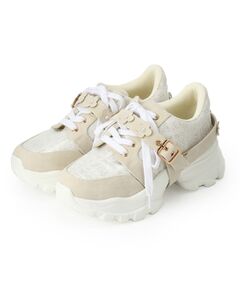 ESPERANZA / エスペランサ スニーカー | ツイード風フラワーベルト厚底スニーカー