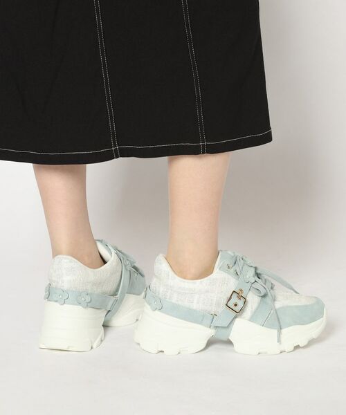 ツイード風フラワーベルト厚底スニーカー （スニーカー