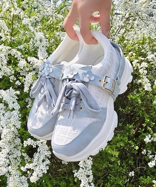 ツイード風フラワーベルト厚底スニーカー （スニーカー