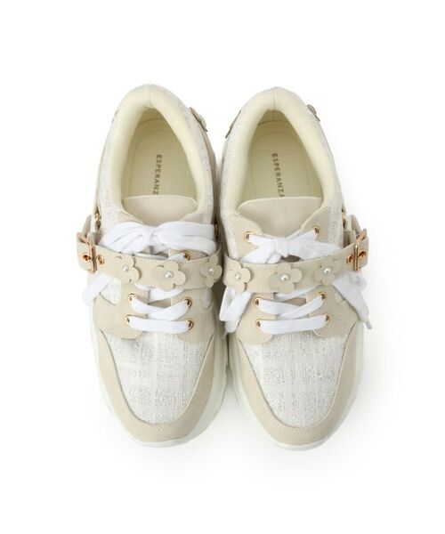 ESPERANZA / エスペランサ スニーカー | ツイード風フラワーベルト厚底スニーカー | 詳細4