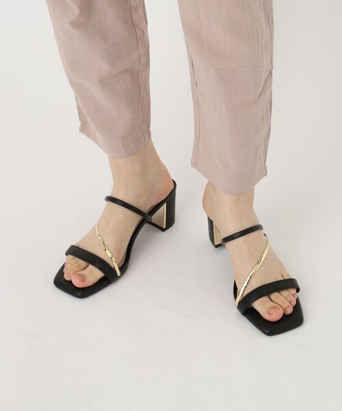 ESPERANZA / エスペランサ サンダル | ゴールドラインプレートヒールミュール | 詳細14