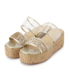 ESPERANZA / エスペランサ サンダル | グリッター×クリアベルト 厚底コルクサンダル