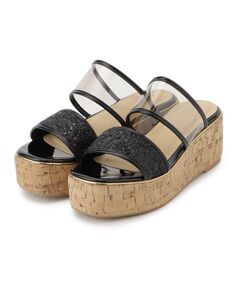 ESPERANZA / エスペランサ サンダル | グリッター×クリアベルト 厚底コルクサンダル