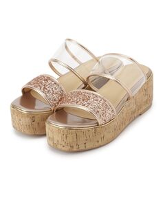 ESPERANZA / エスペランサ サンダル | グリッター×クリアベルト 厚底コルクサンダル