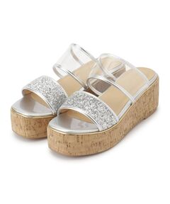 ESPERANZA / エスペランサ サンダル | グリッター×クリアベルト 厚底コルクサンダル