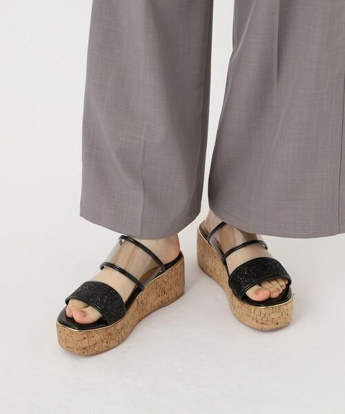 ESPERANZA / エスペランサ サンダル | グリッター×クリアベルト 厚底コルクサンダル | 詳細14