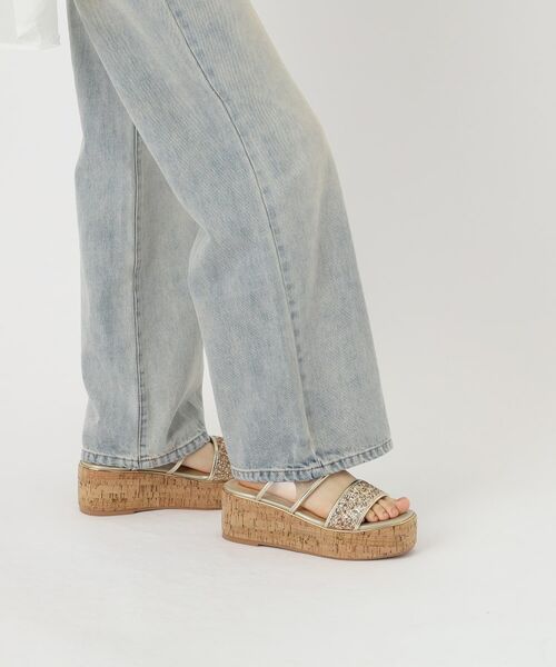 ESPERANZA / エスペランサ サンダル | グリッター×クリアベルト 厚底コルクサンダル | 詳細17